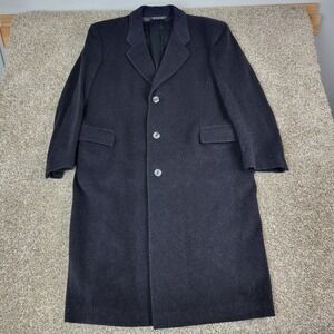 Di Silver Mens 42R Solid Gray Tweed Cashmere Overcoat Woven In Italy